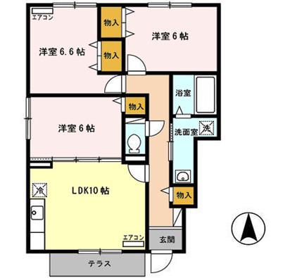 モダンコート広面 B(3LDK/1階)の間取り写真