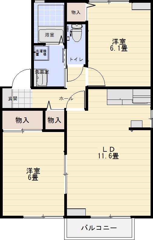 スマイル21(2LDK/2階)の間取り写真