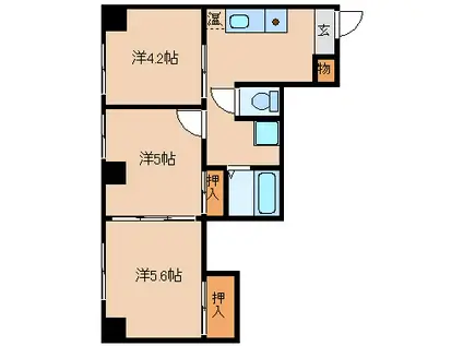 レジデンスカープ金沢(3K/3階)の間取り写真