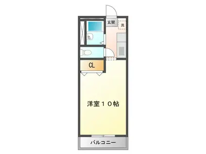 サンパーク鈴鹿(1K/3階)の間取り写真