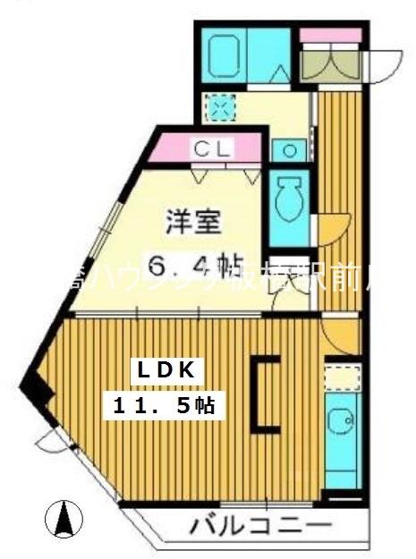 フラット タカハシ(1LDK/3階)の間取り写真