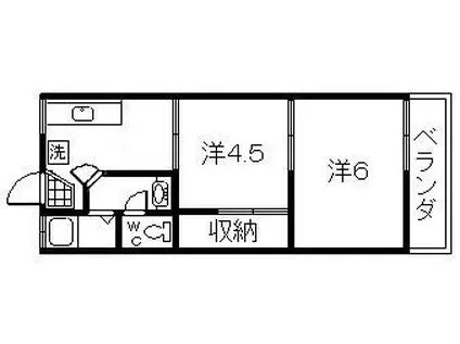 ほづみアパート(2K/1階)の間取り写真