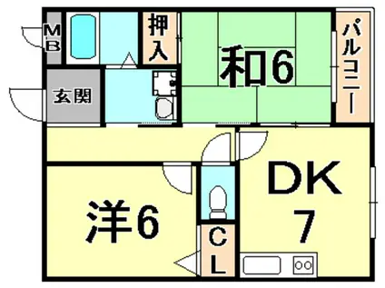 ソレーユ神垣(2DK/3階)の間取り写真