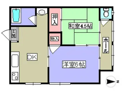 古田 アパート(2DK/1階)の間取り写真