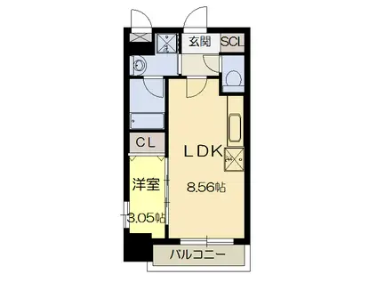 FORTUNEY II(1LDK/7階)の間取り写真