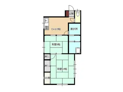 上堂ハイツ(2DK/1階)の間取り写真