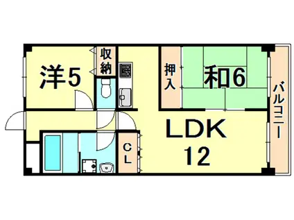 セレニティ武庫之荘弐番館(2LDK/6階)の間取り写真