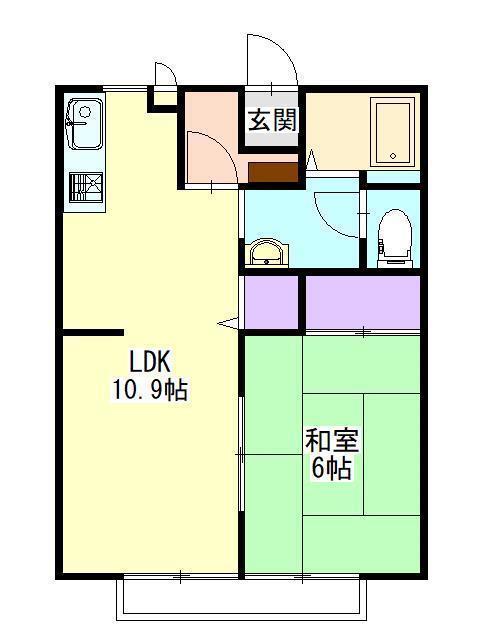クローバーハイツ 203(1LDK/2階)の間取り写真