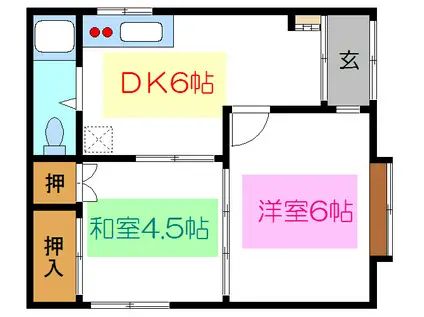高木アパート(2DK/1階)の間取り写真