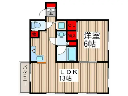 メゾンド津田沼(1LDK/2階)の間取り写真