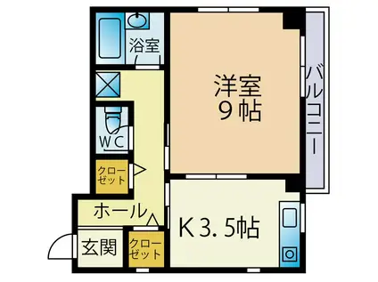 イーストリヴ(1K/2階)の間取り写真