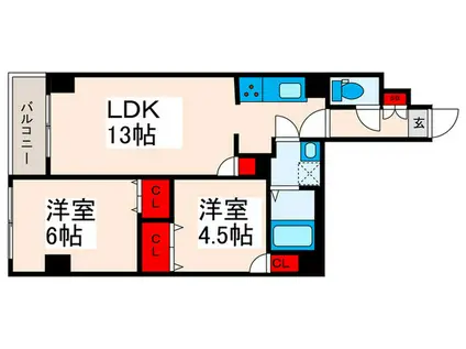 アルファコート町屋(2LDK/1階)の間取り写真