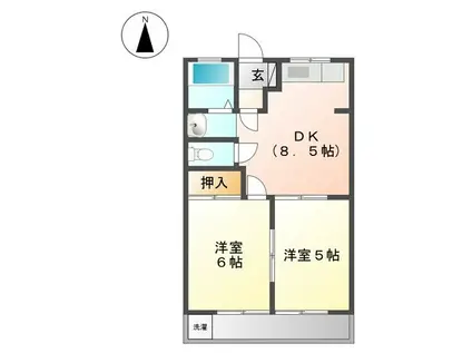 エポックハイムけんせいB(2DK/1階)の間取り写真