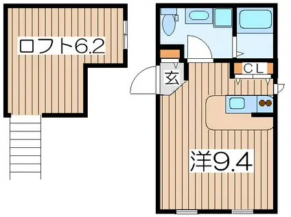 プリマガーデン壱番館(ワンルーム/2階)の間取り写真