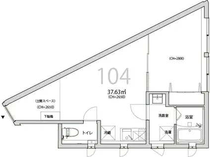 ARK COURT 若松町(1LDK/1階)の間取り写真