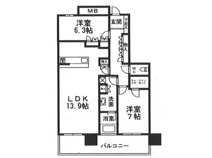 キャピタルマークタワー(2LDK/33階)の間取り写真