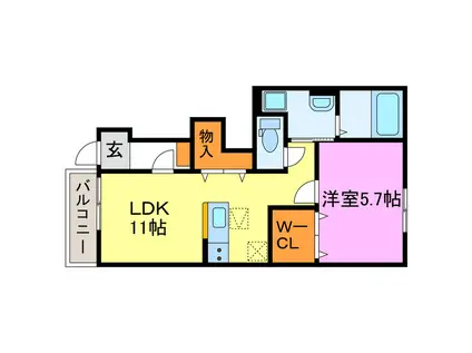 オリーブ高塚(1LDK/1階)の間取り写真