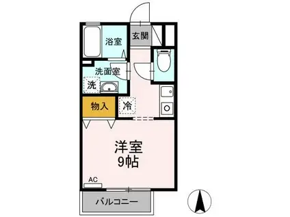 パティオ翼(ワンルーム/2階)の間取り写真