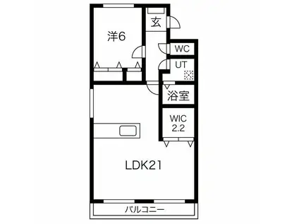 キャッスル東栄A棟(1LDK/2階)の間取り写真