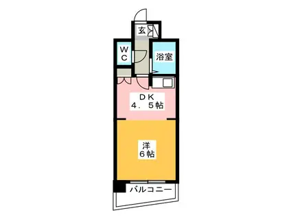 ライオンズマンション博多中央(1DK/6階)の間取り写真