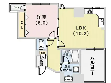 デリード神戸元町(1LDK/4階)の間取り写真