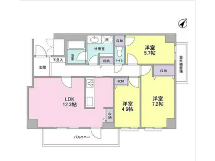 豊田ハウス(3LDK/7階)の間取り写真