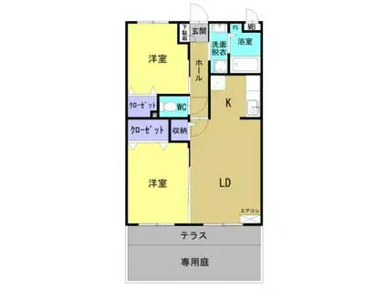 松江芭蕉マンション(2LDK/1階)の間取り写真