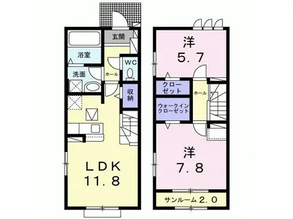 サニーレジデンス S3-1(2LDK/1階)の間取り写真