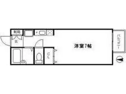 ハイドパークI(ワンルーム/2階)の間取り写真