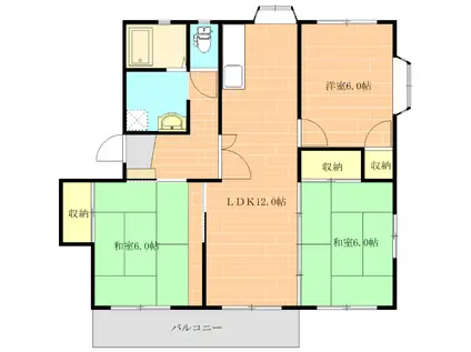 田上ハイツ(3LDK/1階)の間取り写真