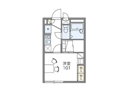 椎の実2(1K/1階)の間取り写真