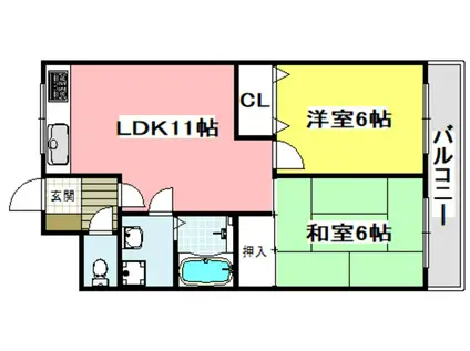 AMS COURT(2LDK/3階)の間取り写真