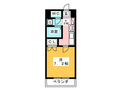 シューフルールV(1K/4階)の間取り写真