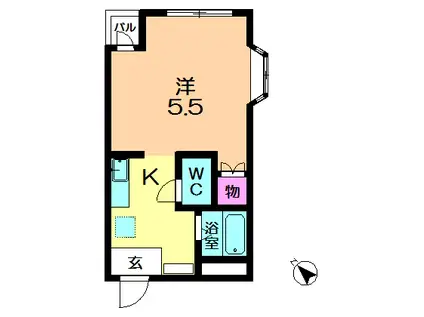 ルミエール1号館(1K/1階)の間取り写真