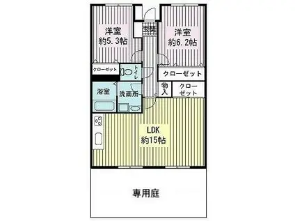 ベルティール沼北(2LDK/1階)の間取り写真