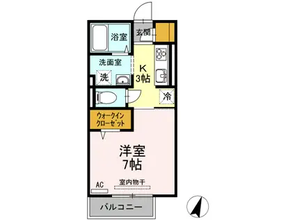 レイ ヴェレーナ(1K/1階)の間取り写真