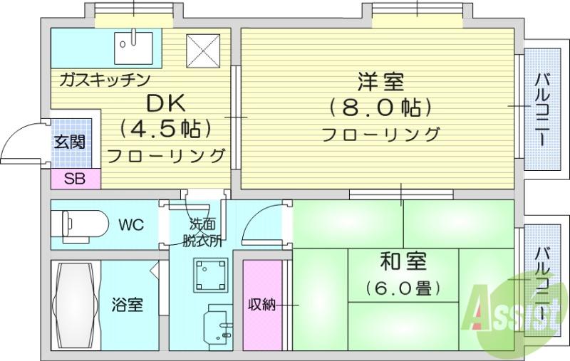 アルテック60(2DK/1階)の間取り写真