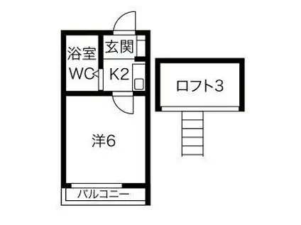 ボヌール 絆 II(1K/2階)の間取り写真