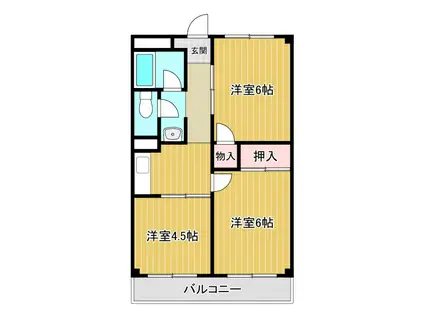 椋本マンション(3DK/3階)の間取り写真