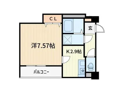 ハイムフローラ川口(1K/3階)の間取り写真