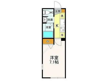 グロウランスノワール(1K/2階)の間取り写真