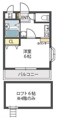 シャルムコート(1K/1階)の間取り写真