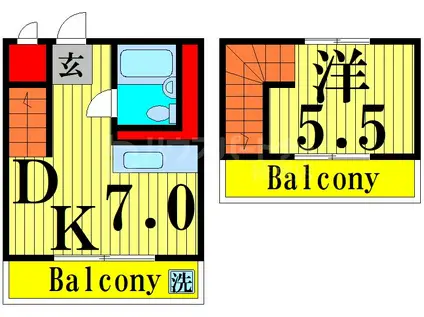 第5新井ビル(1DK/5階)の間取り写真