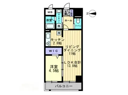 アルファレガロ中央町(1LDK/12階)の間取り写真