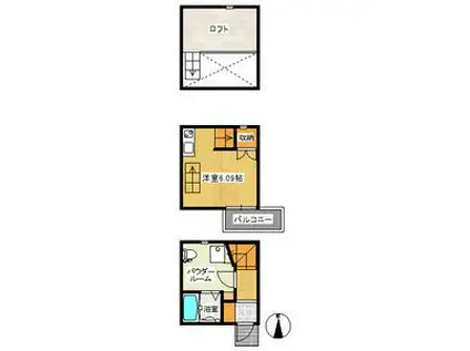 アースクエイク花塚(ワンルーム/1階)の間取り写真