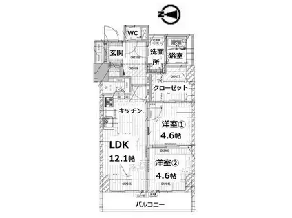 シティコート目黒4棟(2LDK/1階)の間取り写真
