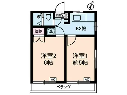 立石さくらハイツ(2K/2階)の間取り写真