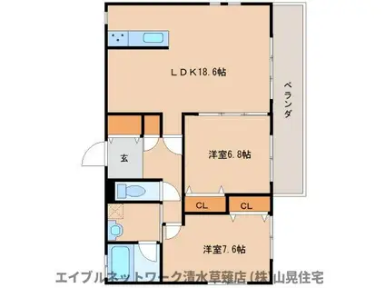 ヴィラ・デステ(2LDK/3階)の間取り写真