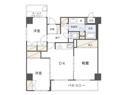 プレジュール奥沢(3DK/5階)の間取り写真