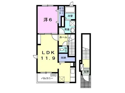 ラポームメゾンI(1LDK/2階)の間取り写真